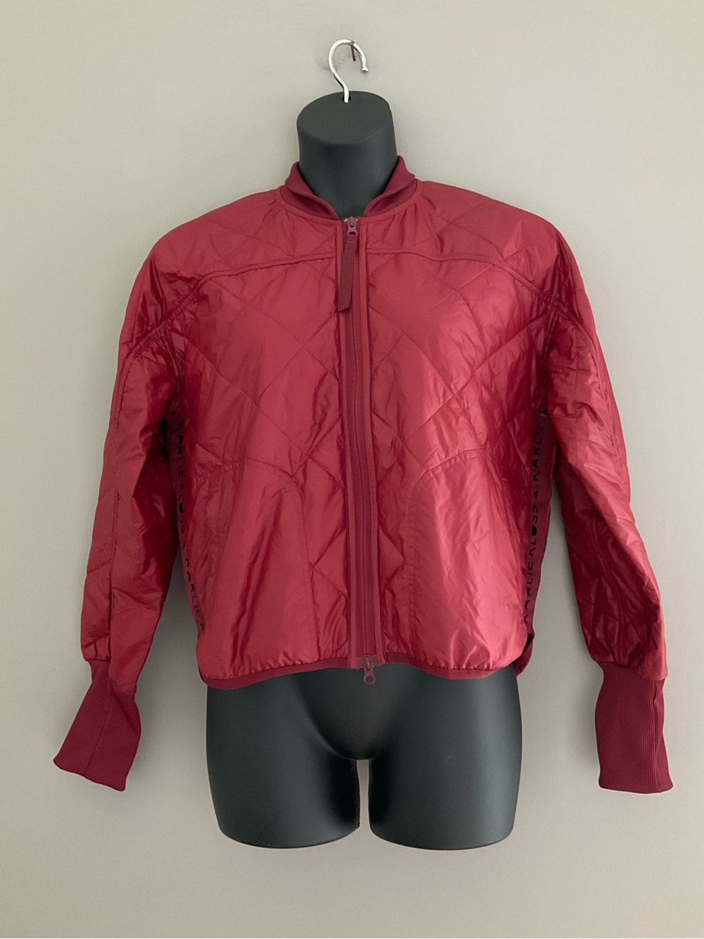 Adidas, Red, Athletic, Zip-Up, Puffer, Jacket